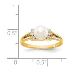 14k 6mm White Freshwater Cultured Pearl and 1/15 carat VS Diamond Ring
