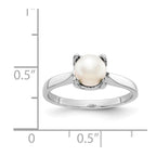 14k White Gold 6mm White Freshwater Cultured Pearl Ring