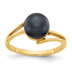 14k 7.5mm Black Freshwater Cultured Pearl Ring