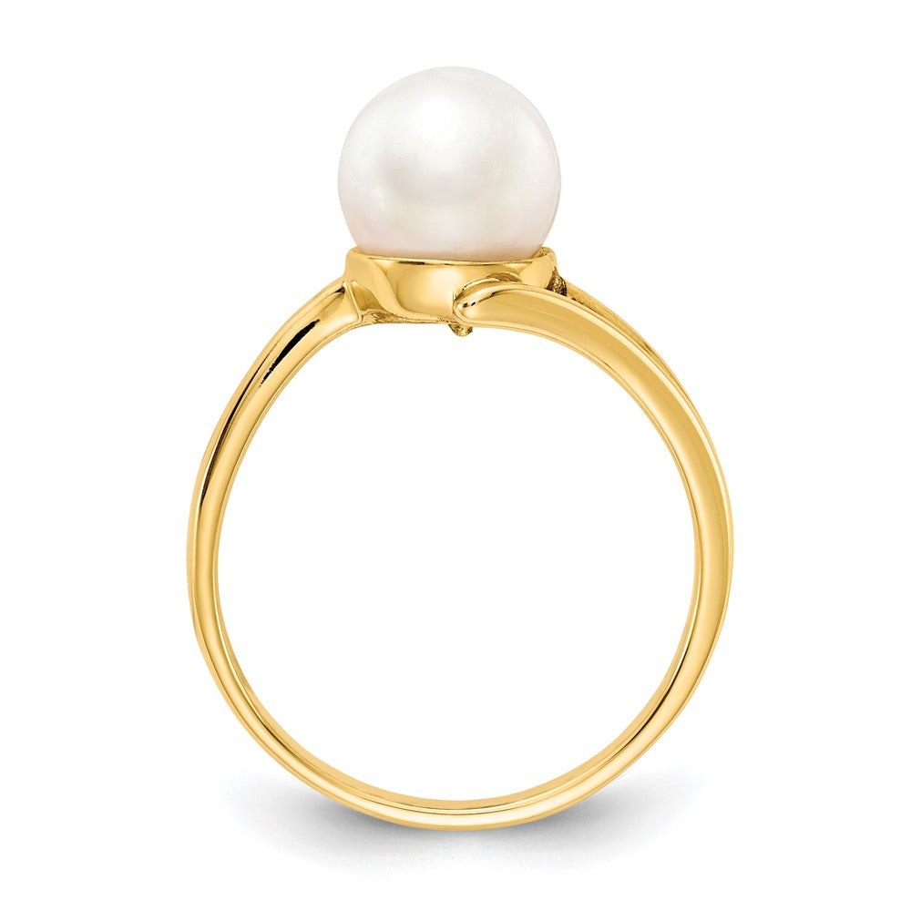 14k 7.5mm White Freshwater Cultured Pearl Ring