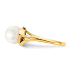 14k 7.5mm White Freshwater Cultured Pearl Ring