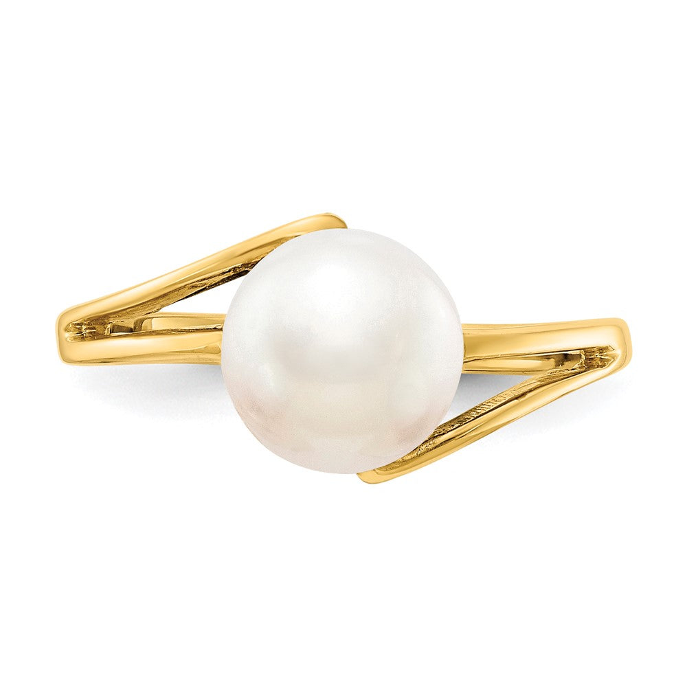 14k 7.5mm White Freshwater Cultured Pearl Ring
