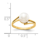14k 7.5mm White Freshwater Cultured Pearl Ring