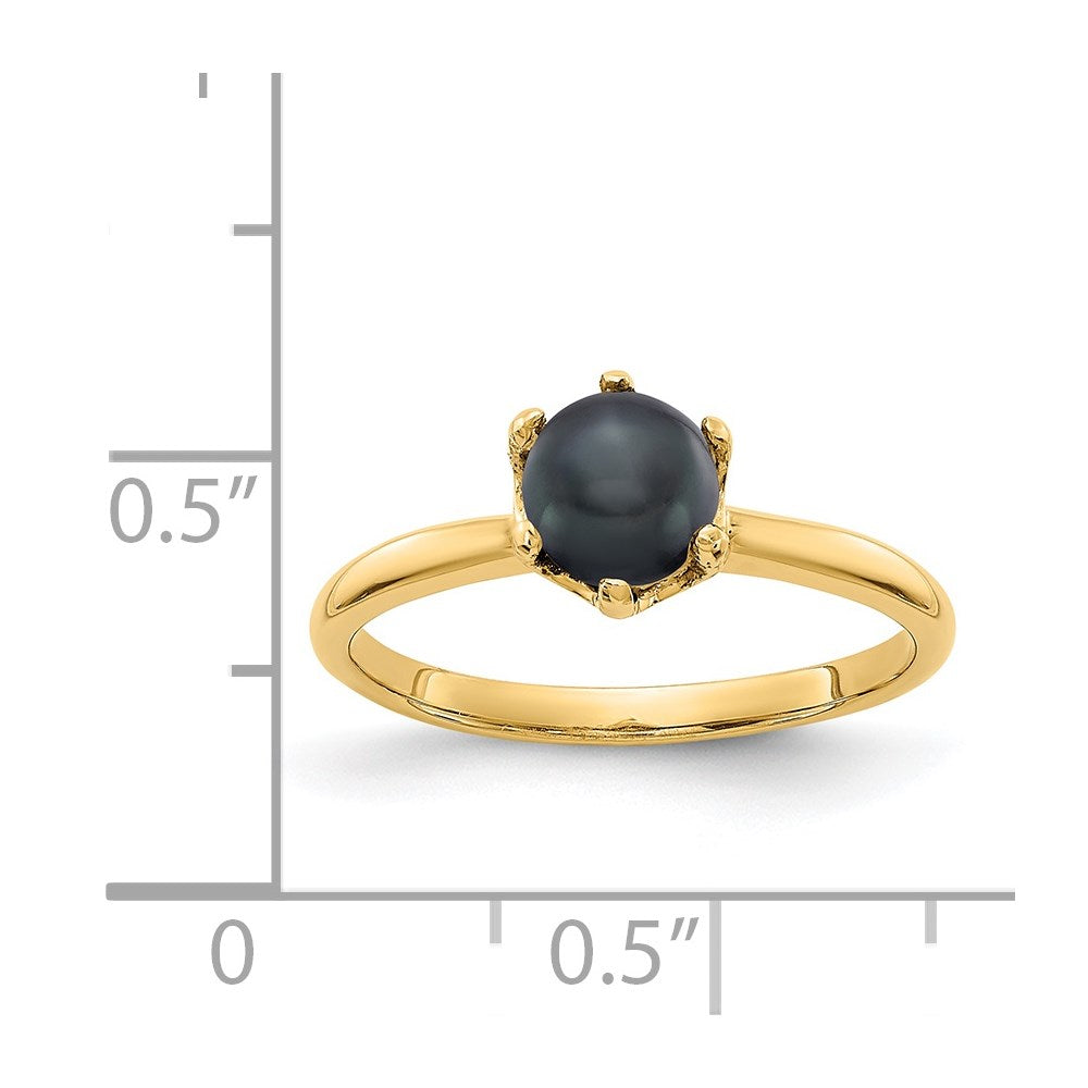 14k 5.5mm Black Freshwater Cultured Pearl Ring