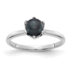 14k White Gold 5.5mm Black Freshwater Cultured Pearl Ring