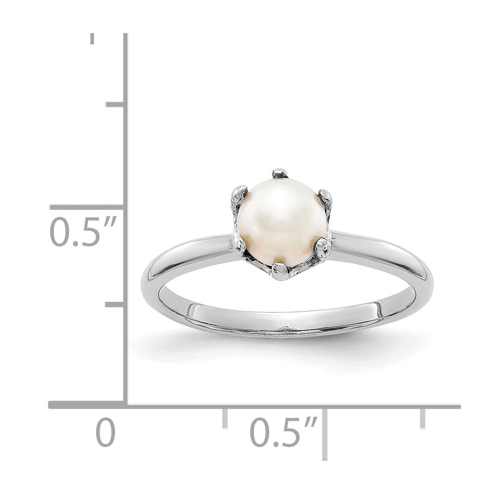 14k White Gold 5.5mm White Freshwater Cultured Pearl Ring