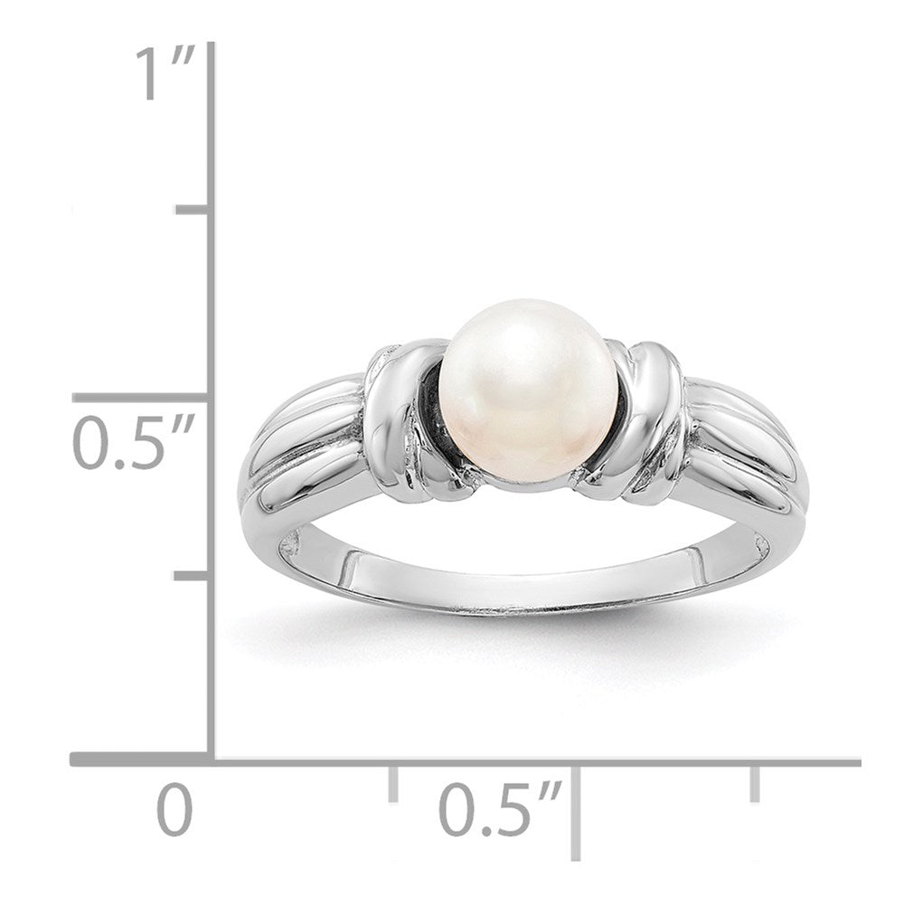 14k White Gold 6mm White Freshwater Cultured Pearl Ring