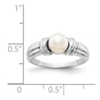 14k White Gold 6mm White Freshwater Cultured Pearl Ring