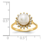 14k 7.5mm White Freshwater Cultured Pearl and 1/4 carat AA Diamond Halo Ring