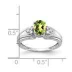 14k White Gold 7x5mm Oval Peridot and 1/15 carat AA Diamond Ring
