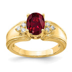 14k 8x6mm Oval Lab-Created Ruby and 1/10 carat AA Diamond Ring