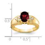 14k 8x6mm Oval Garnet and 1/10 carat AA Diamond Ring