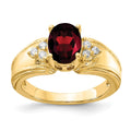 14k 8x6mm Oval Garnet and 1/10 carat AA Diamond Ring