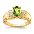 14k 8x6mm Oval Peridot and 1/10 carat AAA Diamond Ring