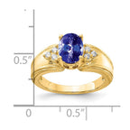 14k 8x6mm Oval Tanzanite and 1/10 carat AA Diamond Ring