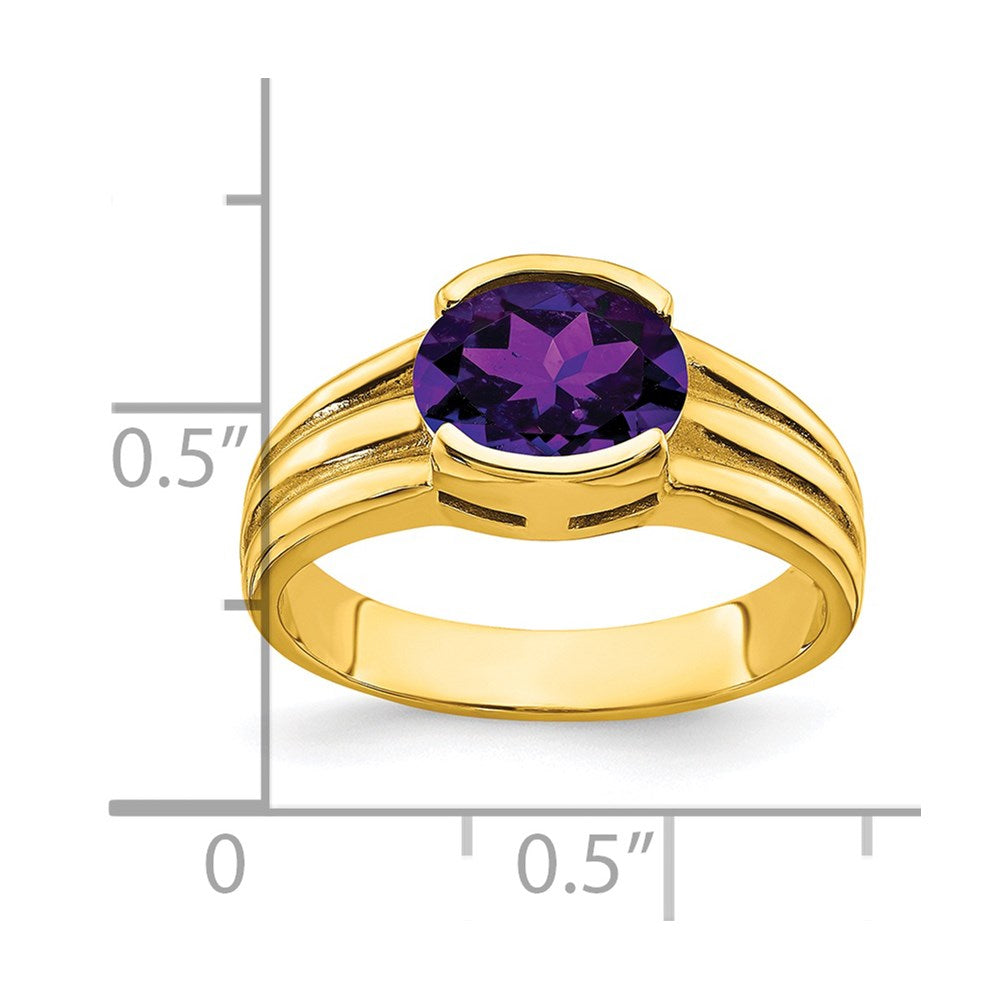 14k 8x6mm Oval Amethyst East-West Ring