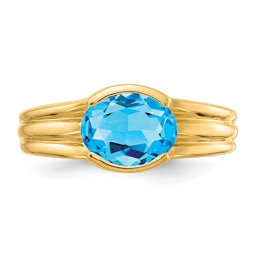 14k 8x6mm Oval Blue Topaz ring