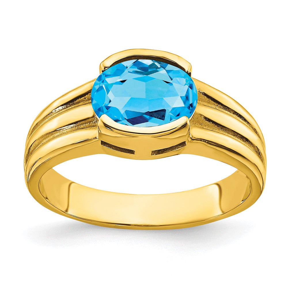 14k 8x6mm Oval Blue Topaz ring