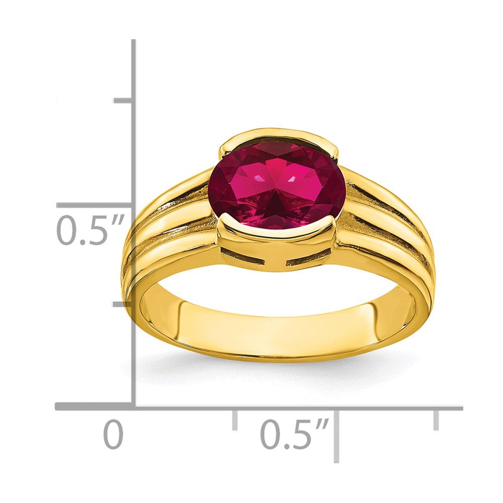 14k 8x6mm Oval Lab-Created Ruby East-West Ring