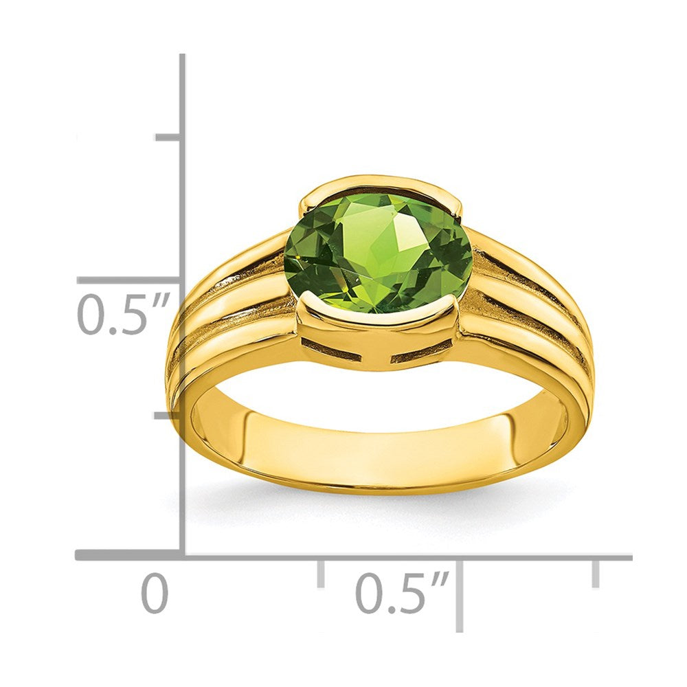 14k 8x6mm Oval Peridot East-West Ring