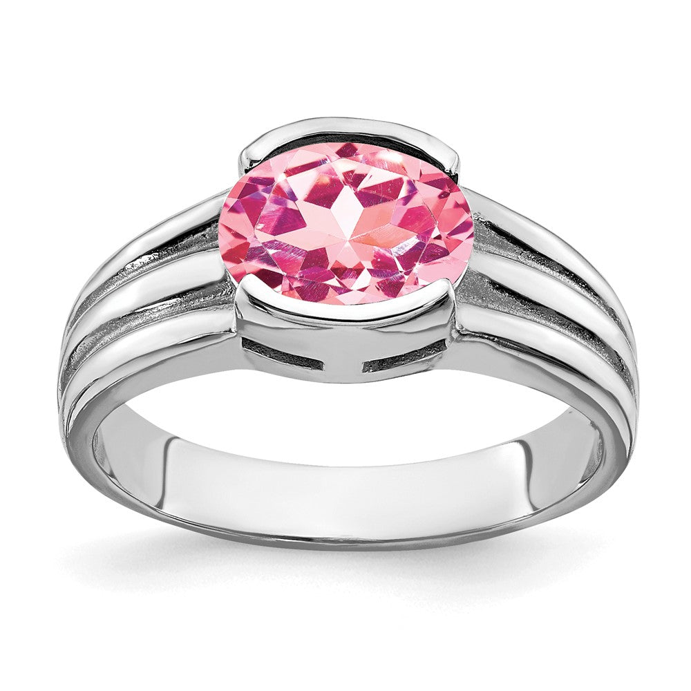 14k White Gold 8x6mm Oval Pink Tourmaline ring