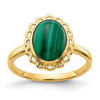 14k 10x8mm Malachite Cabochon Ring