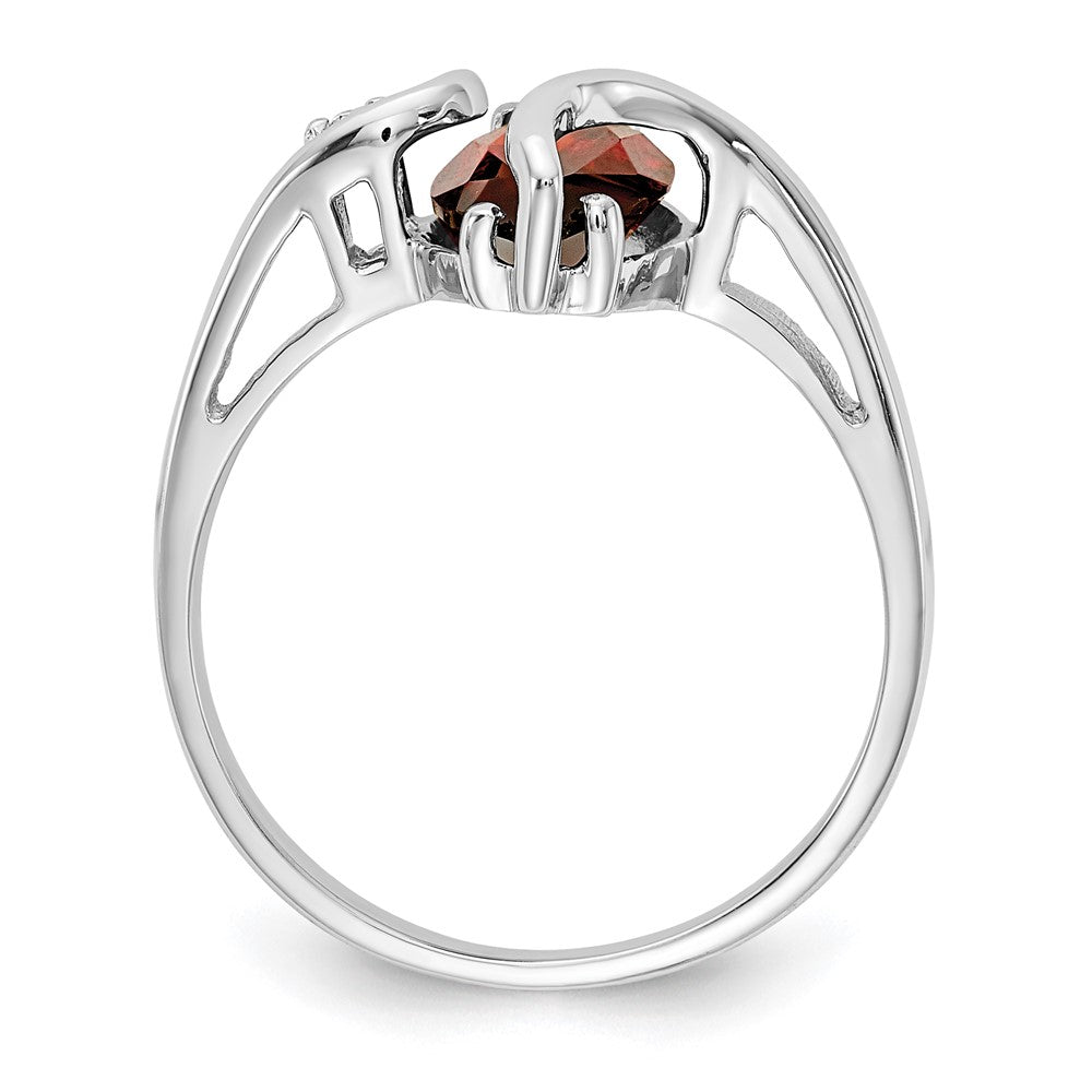 14k White Gold 12x6mm Marquise Garnet and AA Diamond Ring