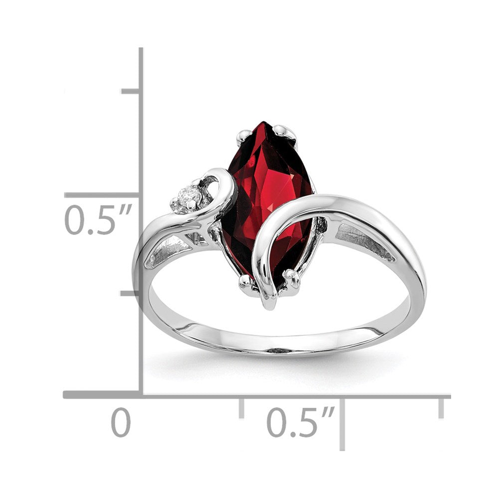 14k White Gold 12x6mm Marquise Garnet and AAA Diamond Ring