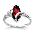 14k White Gold 12x6mm Marquise Garnet and AA Diamond Ring