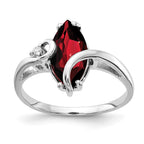 14k White Gold 12x6mm Marquise Garnet and AA Diamond Ring