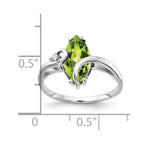 14k White Gold 12x6mm Marquise Peridot and AAA Diamond Ring