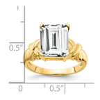 14k 11x9mm Emerald-cut Cubic Zirconia Ring
