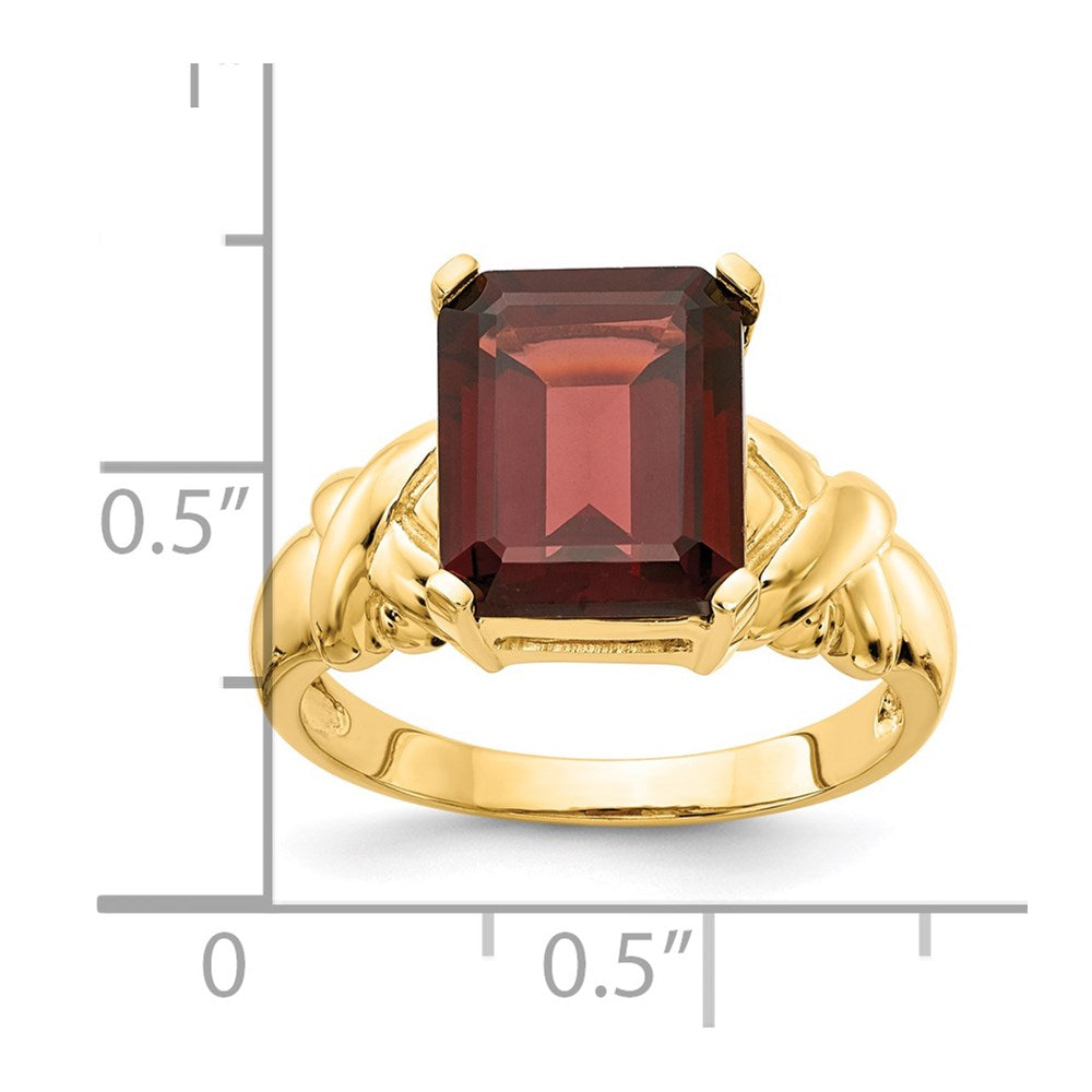 14k 11x9mm Emerald-cut Garnet Ring