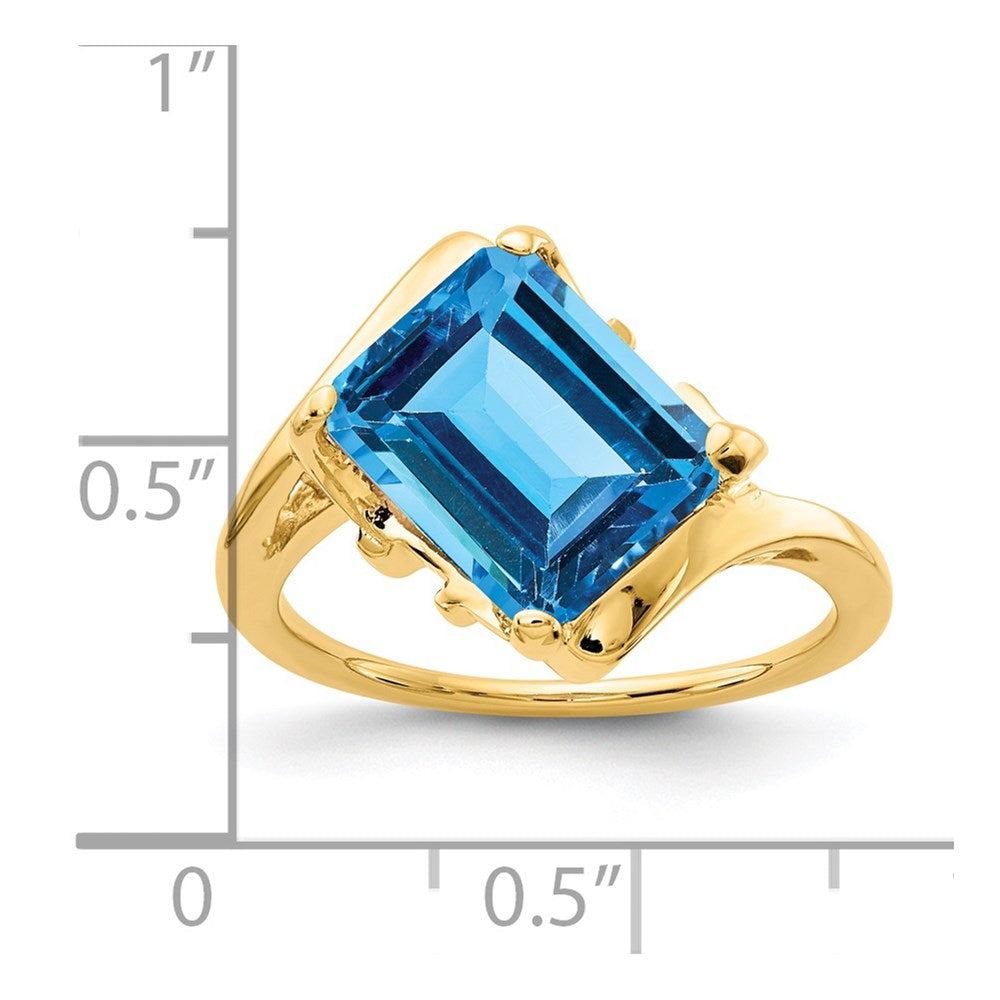 14k 10x8mm Emerald-cut Blue Topaz Ring