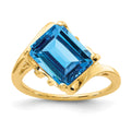 14k 10x8mm Emerald-cut Blue Topaz Ring