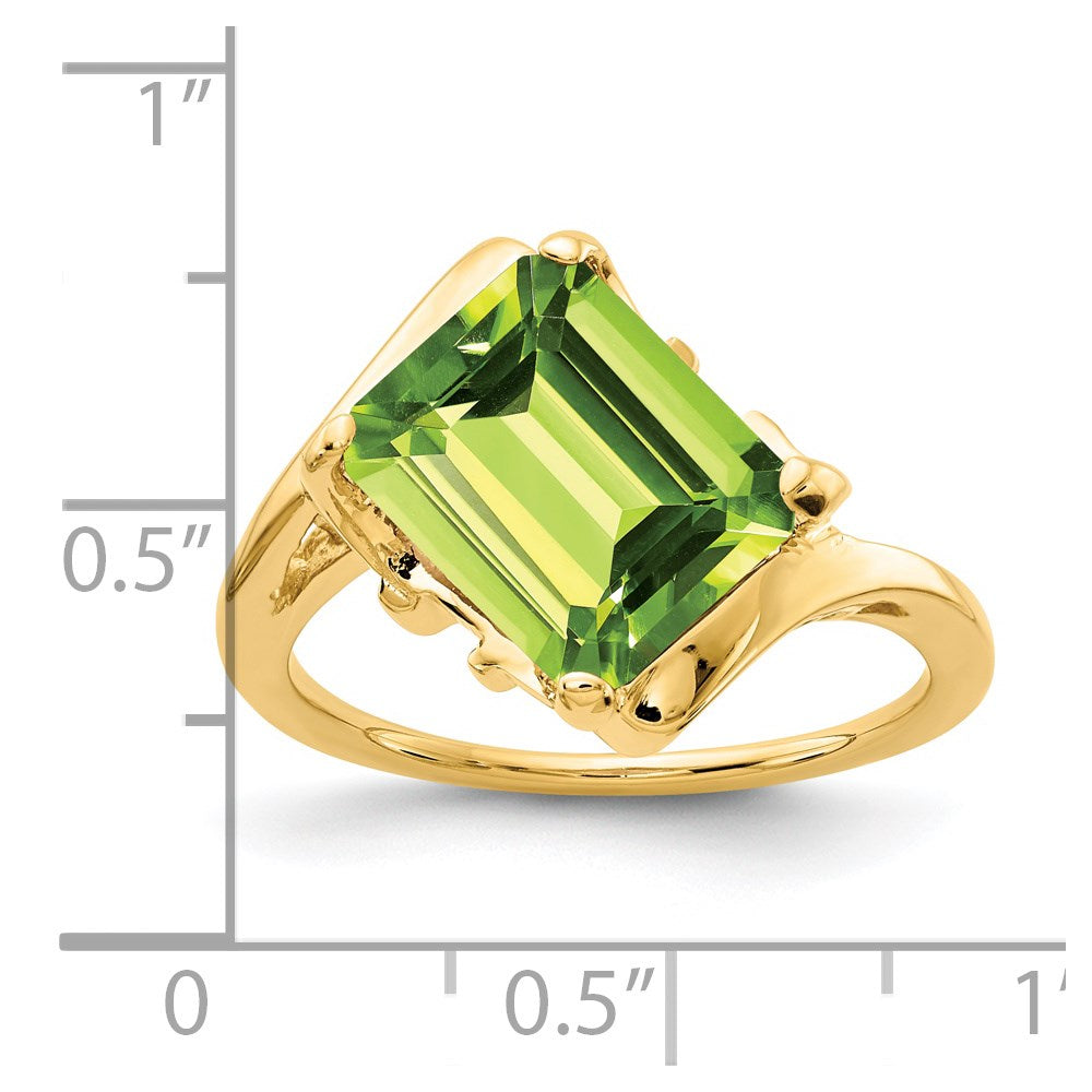 14k 10x8mm Emerald-cut Peridot Ring