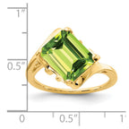 14k 10x8mm Emerald-cut Peridot Ring