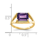 14k 9x7mm Emerald-cut Amethyst East-West Ring