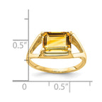 14k 9x7mm Emerald-cut Citrine East-West Ring