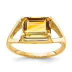 14k 9x7mm Emerald-cut Citrine East-West Ring
