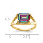 14k 9x7mm Emerald-cut Mystic Fire Topaz East-West Ring