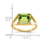 14k 9x7mm Emerald-cut Peridot East-West Ring