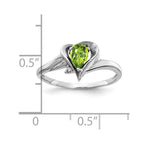 14k White Gold 6x4mm Pear Peridot and AA Diamond Ring