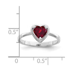 14k White Gold 6mm Heart Lab-Created Ruby Ring