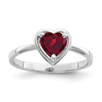 14k White Gold 6mm Heart Lab-Created Ruby Ring