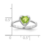14k White Gold 6mm Heart Peridot Ring