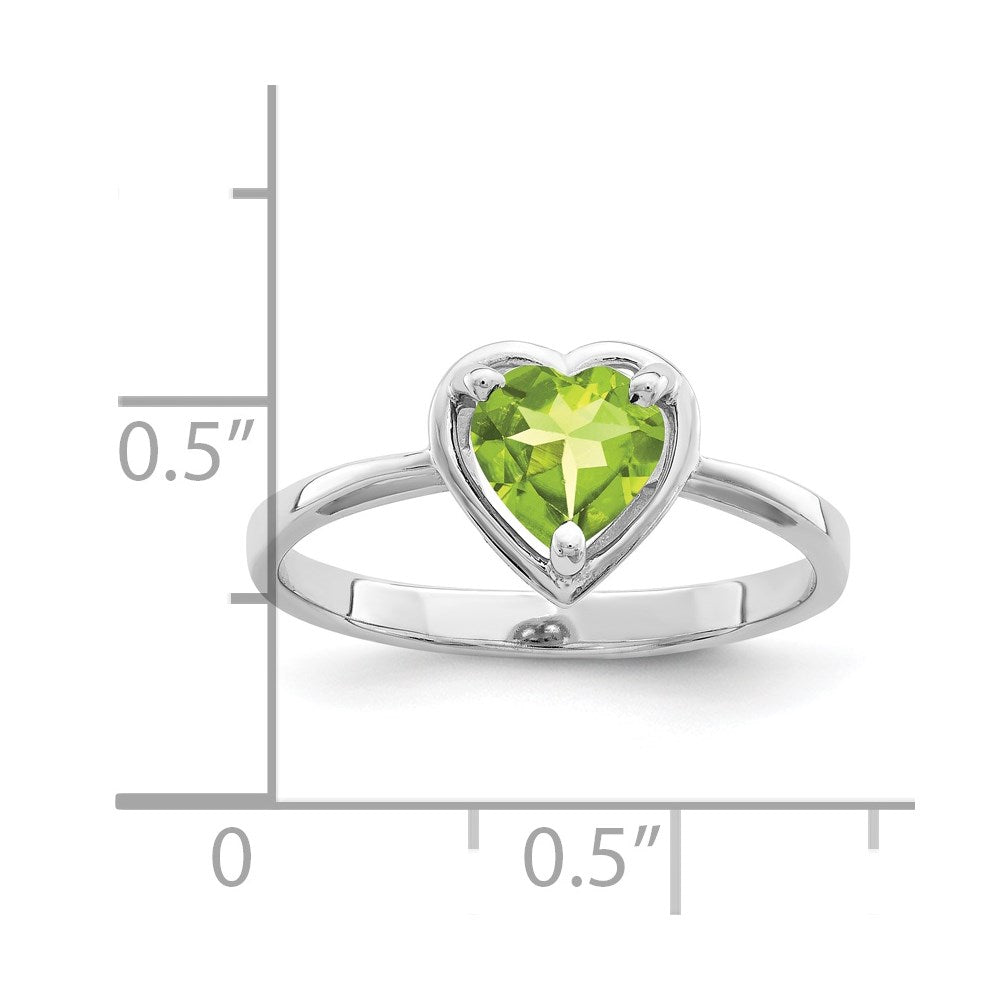 14k White Gold 6mm Heart Peridot Ring