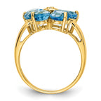 14k 6mm Heart Blue Topaz and AAA Diamond Flower Ring