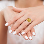 14k 6mm Heart Citrine and A Diamond Flower Ring
