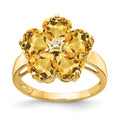 14k 6mm Heart Citrine and A Diamond Flower Ring